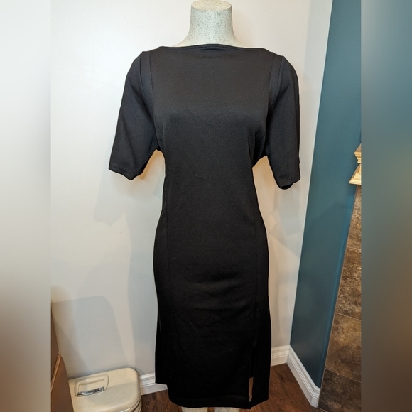 TORRID Midi Studio Cupro boatneck Bodycon Dress, black size 2x or 3x - Picture 10 of 12